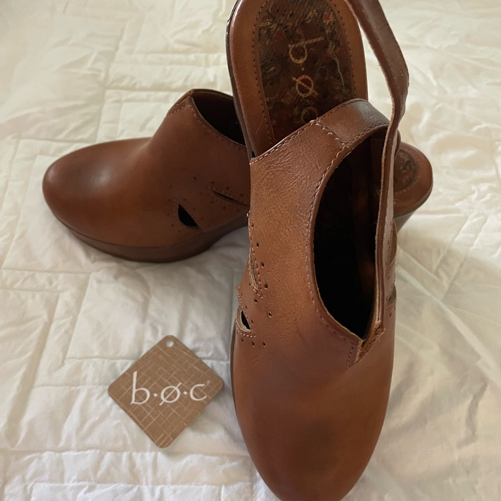COPY - BOC Brown Leather Mules with Cutout Design and Chunky Heel - Picture 3 of 3